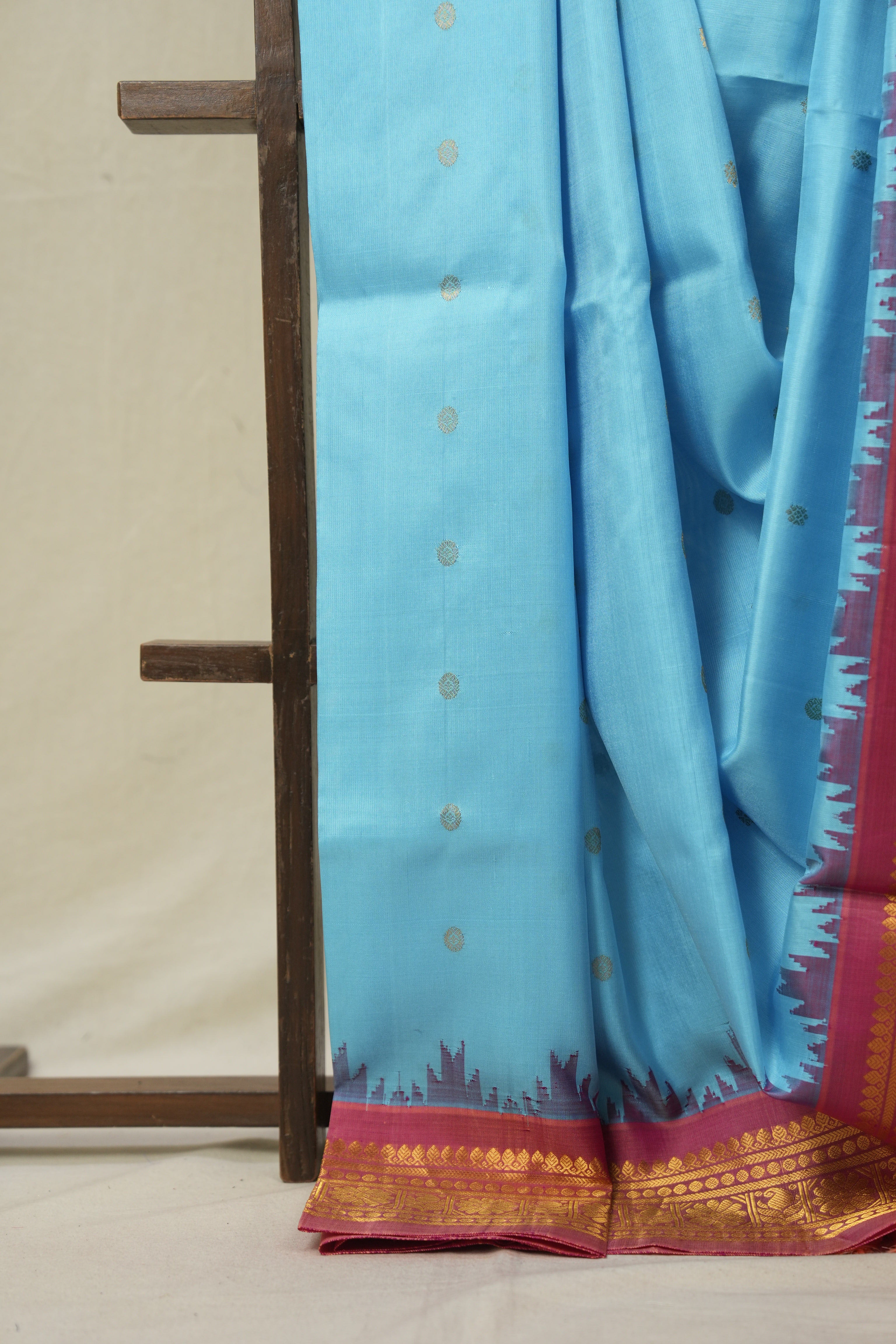 Sky Blue Gadwal Silk Saree - SRSBGSS564