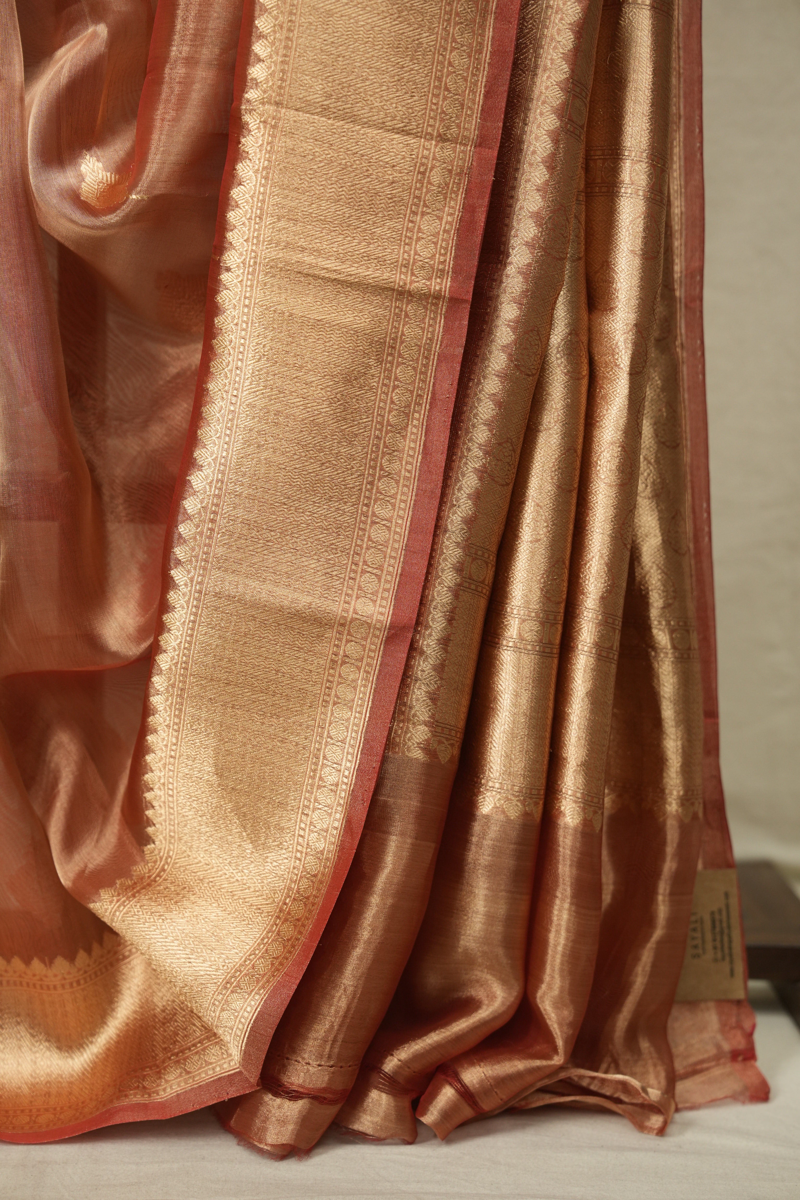Peach Tissue Banarasi Silk Saree - SRPTBSS109