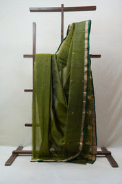 Olive Green Chanderi Cotton Silk Saree - SROGCSS399