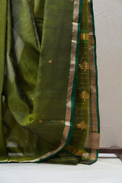 Olive Green Chanderi Cotton Silk Saree - SROGCSS399