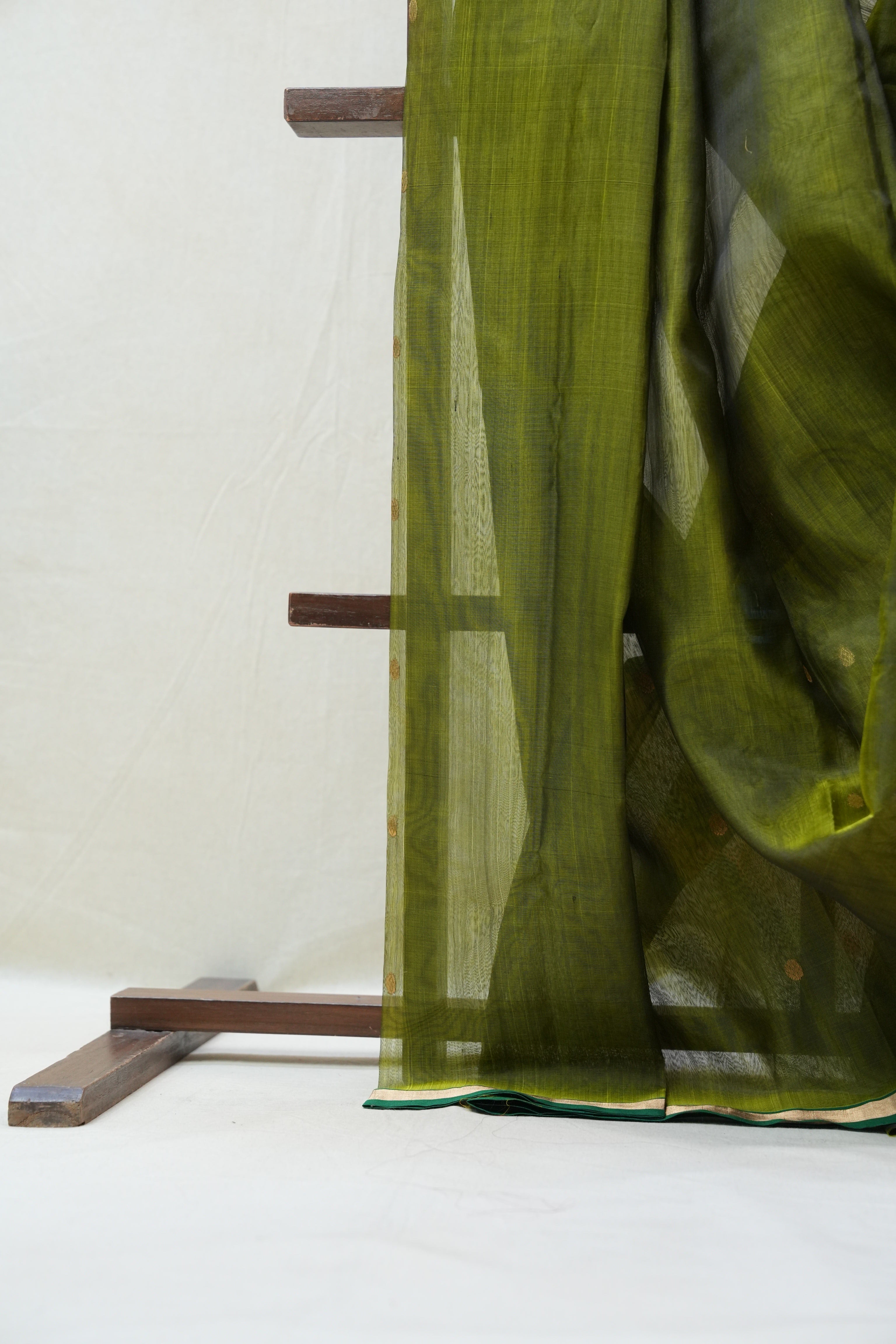 Olive Green Chanderi Cotton Silk Saree - SROGCSS399