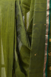 Olive Green Chanderi Cotton Silk Saree - SROGCSS399