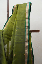 Olive Green Chanderi Cotton Silk Saree - SROGCSS399