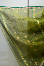 Olive Green Chanderi Cotton Silk Saree - SROGCSS399