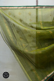 Olive Green Chanderi Cotton Silk Saree - SROGCSS399