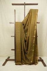 Khaki Tussar Silk Saree - SRKTSS1880