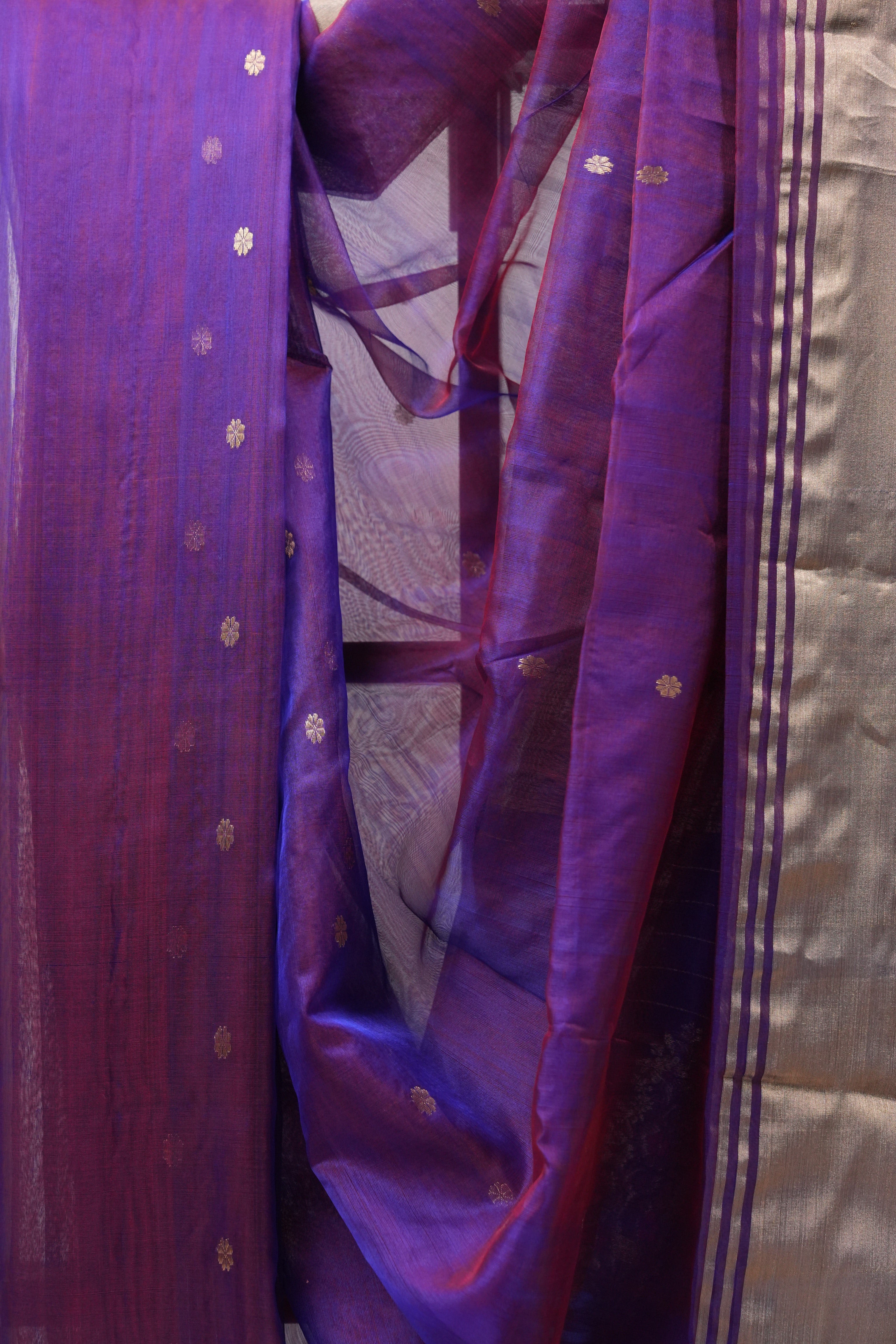Purple Chanderi Cotton Silk Saree - SRPCSS394
