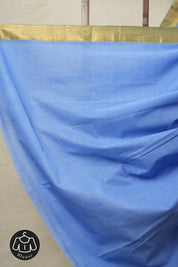 Light Blue Plain Cotton Mangalgiri Saree - SRLBPCMS41