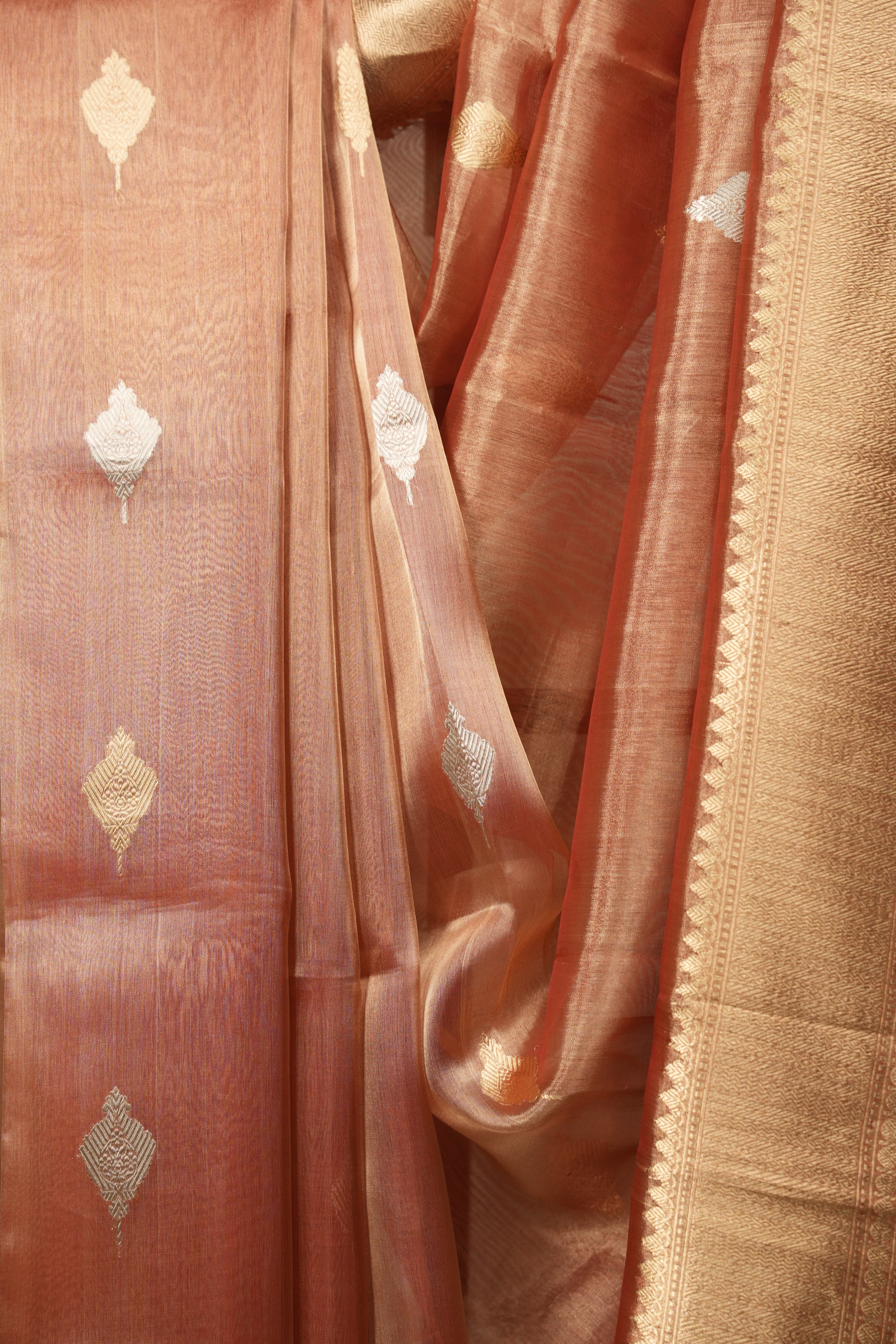 Peach Tissue Banarasi Silk Saree - SRPTBSS109