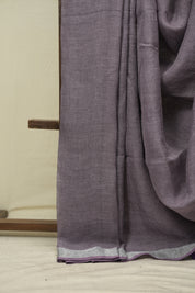 Lilac Plain Linen Saree With Purple Tassels - SRLLS520