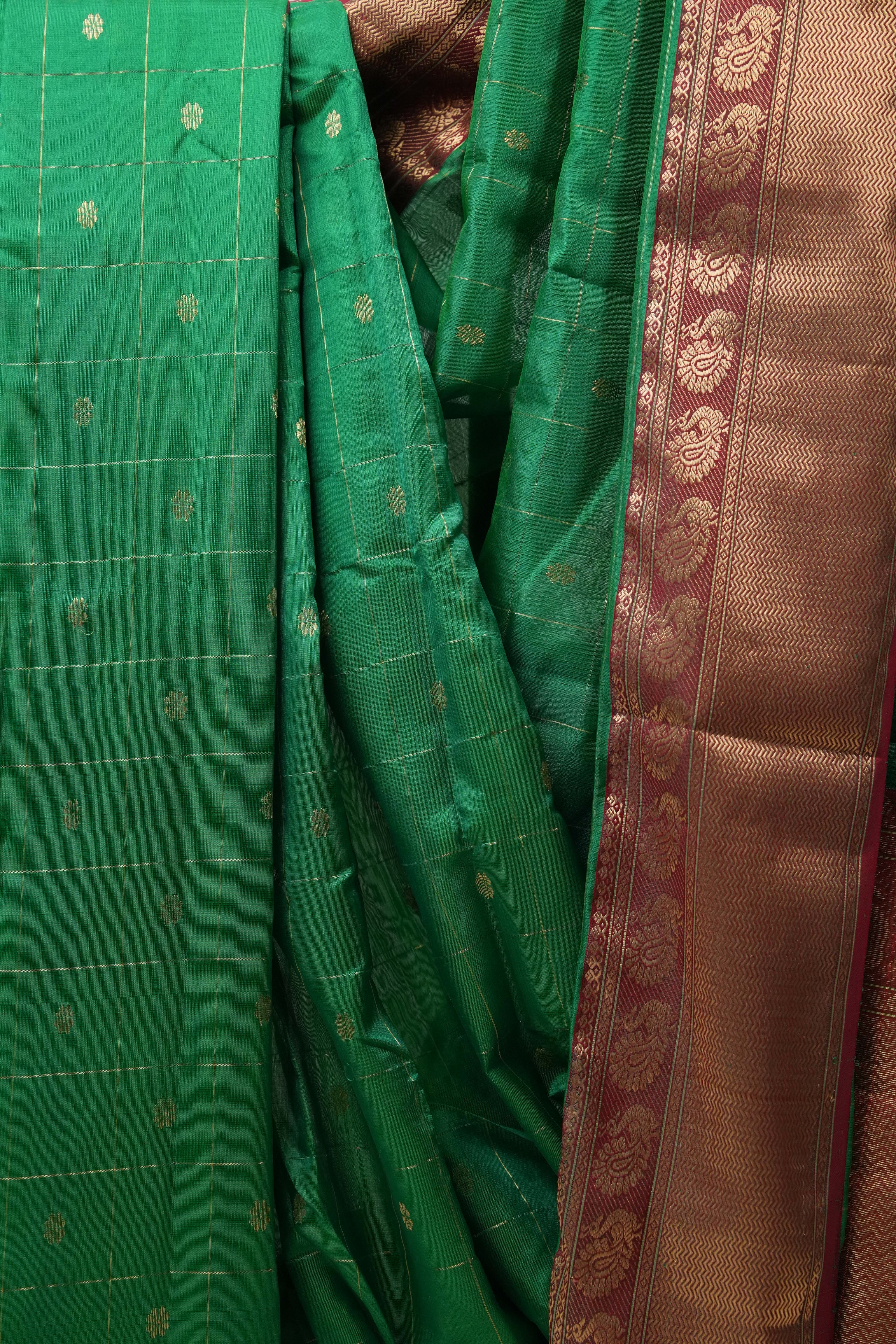 Green Chanderi Silk Saree - SRGCSS400