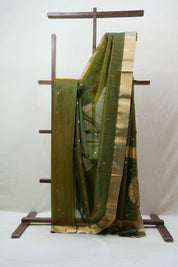 Olive Green Chanderi Cotton Silk Saree - SROGCSS393