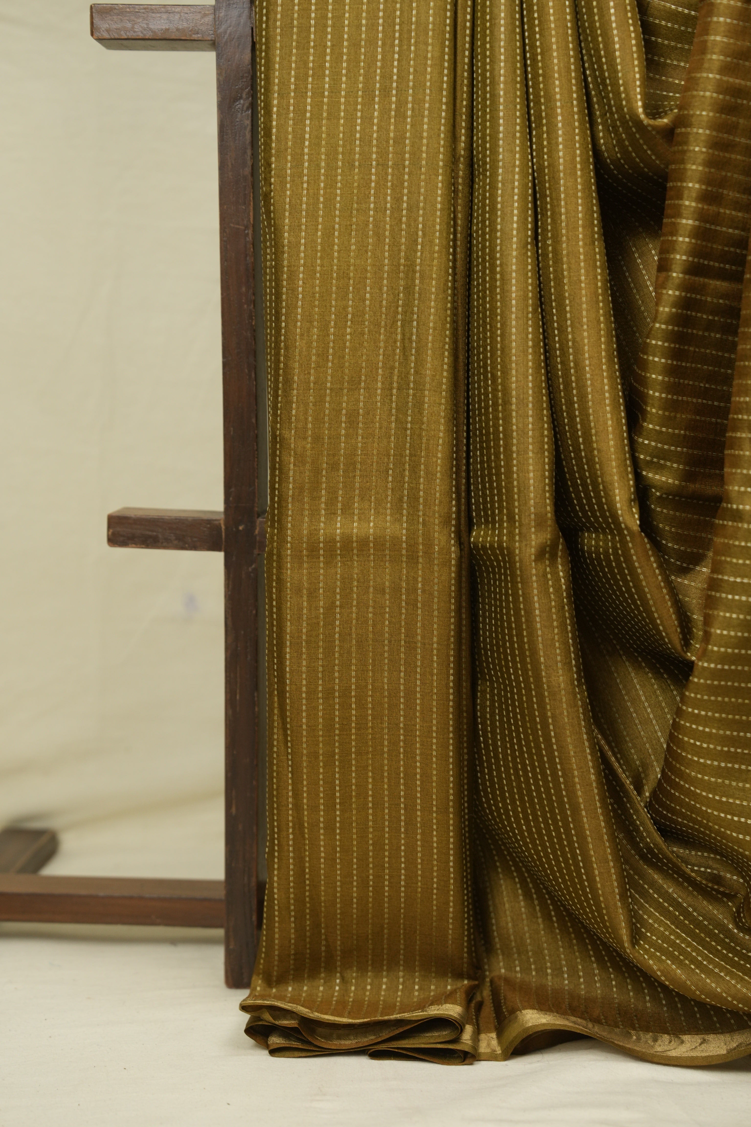 Khaki Tussar Silk Saree - SRKTSS1880