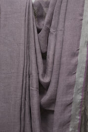 Lilac Plain Linen Saree With Purple Tassels - SRLLS520