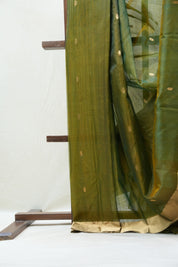 Olive Green Chanderi Cotton Silk Saree - SROGCSS393
