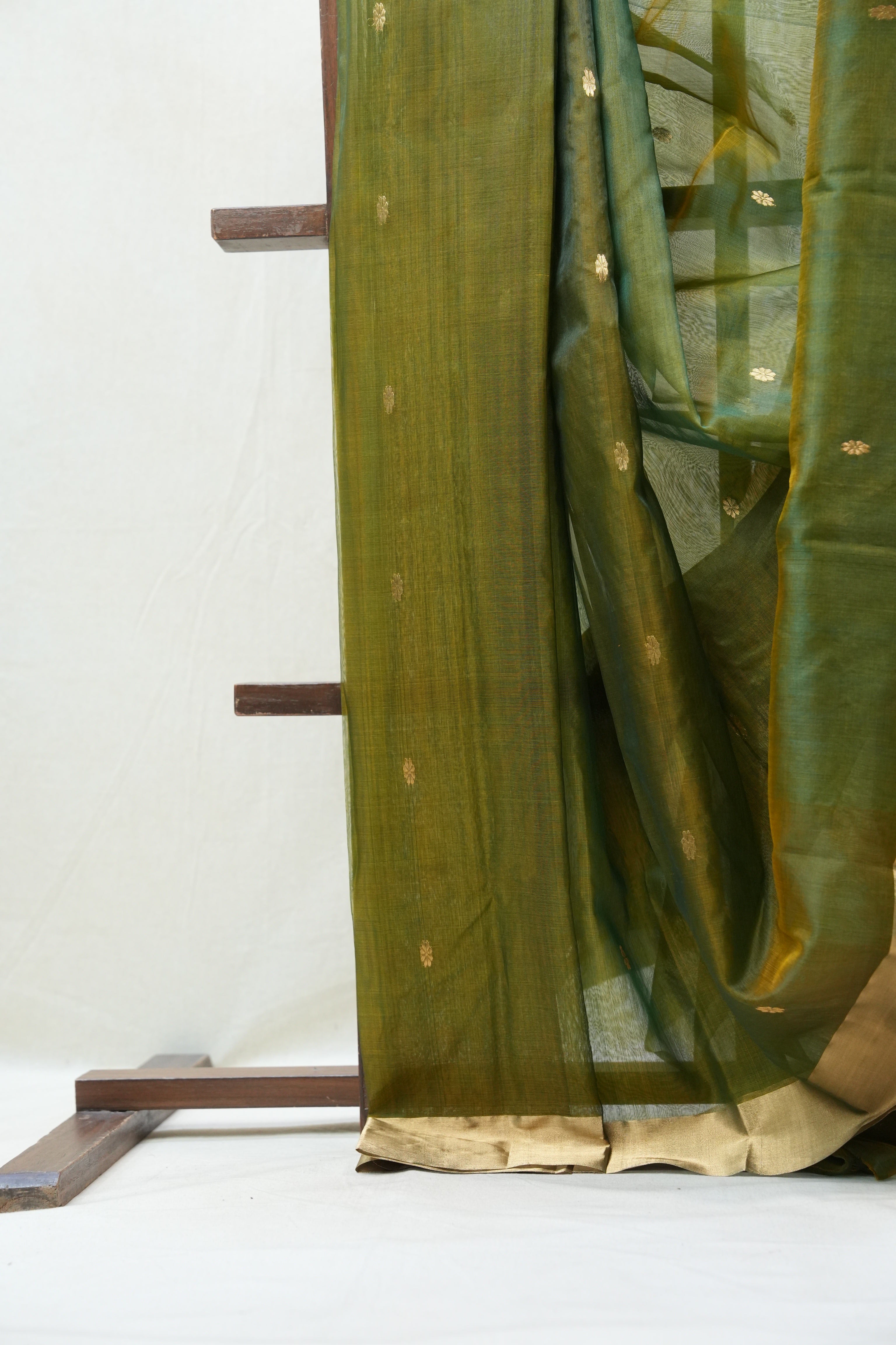 Olive Green Chanderi Cotton Silk Saree - SROGCSS393