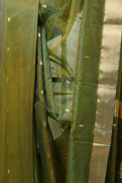 Olive Green Chanderi Cotton Silk Saree - SROGCSS393