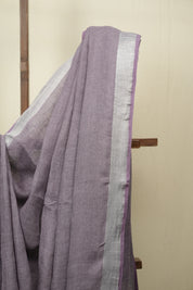 Lilac Plain Linen Saree With Purple Tassels - SRLLS520