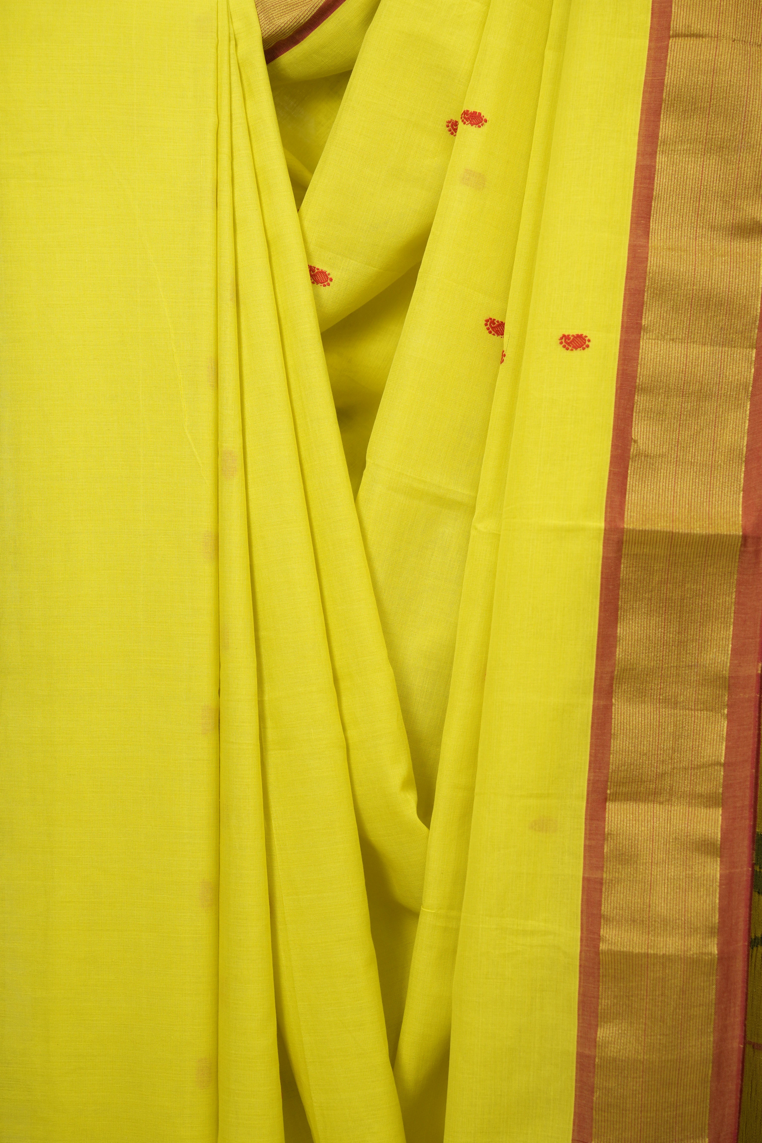 Yellow Cotton Paithani Saree - SRYCPS751