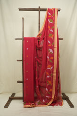 Red Bengal Mul Cotton Saree - SRRBMCS088