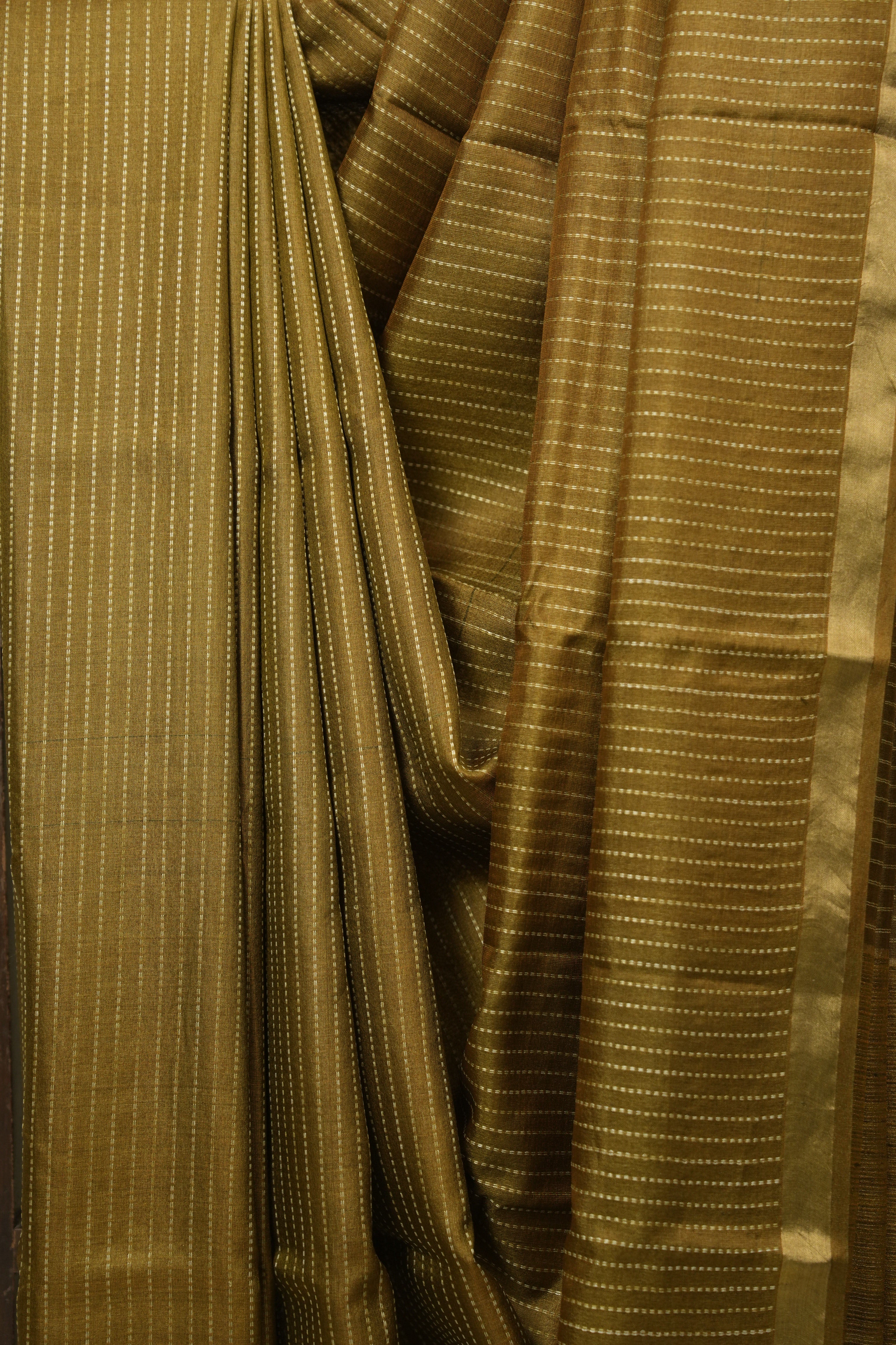 Khaki Tussar Silk Saree - SRKTSS1880