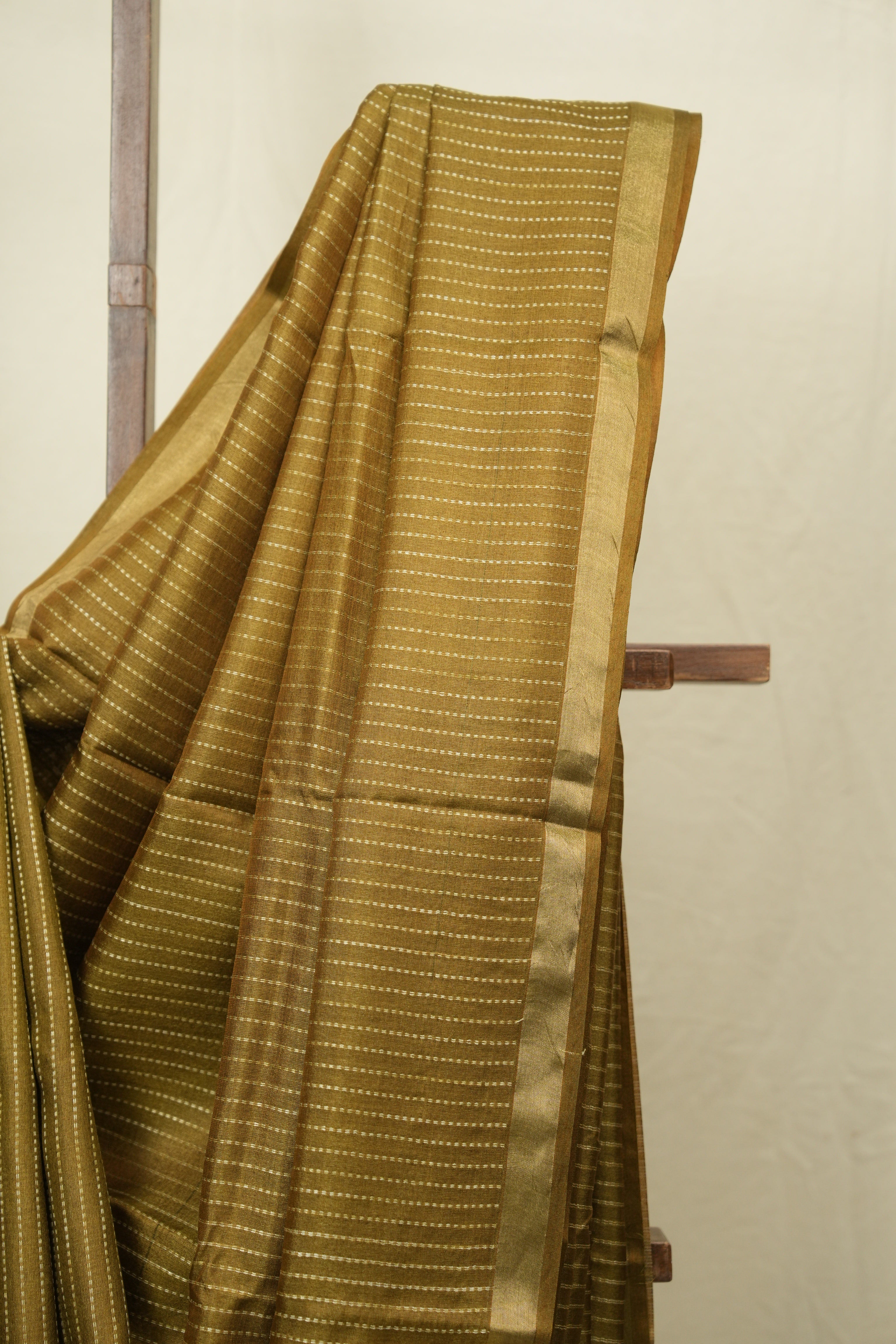 Khaki Tussar Silk Saree - SRKTSS1880