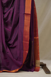 Two Tone Magenta  Plan Cotton Mangalgiri Saree - SRTMPCMS45