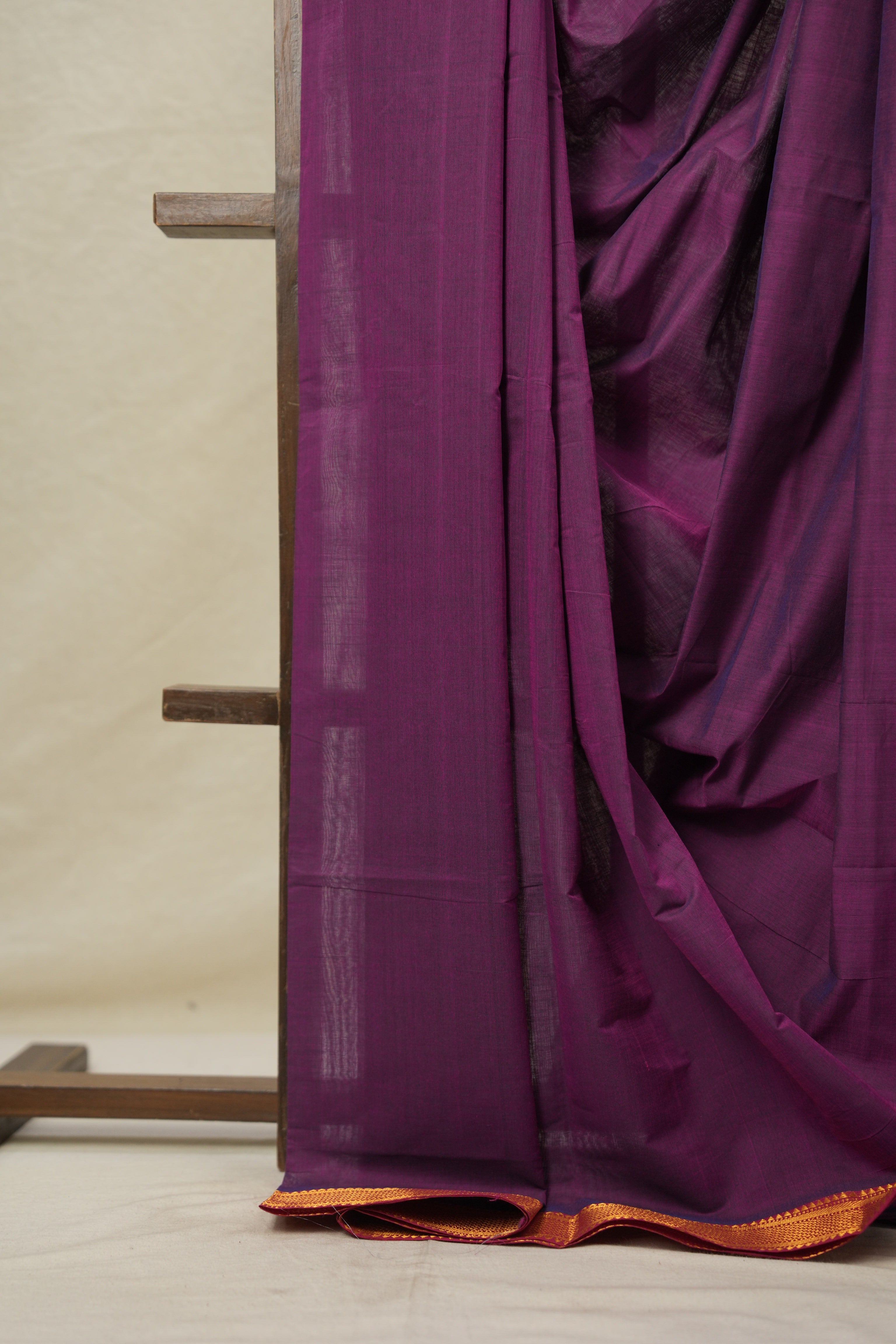 Two Tone Magenta  Plan Cotton Mangalgiri Saree - SRTMPCMS45