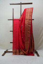 Red Chanderi Silk Saree - SRRCSS404