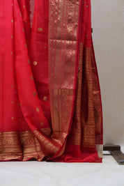 Red Chanderi Silk Saree - SRRCSS404