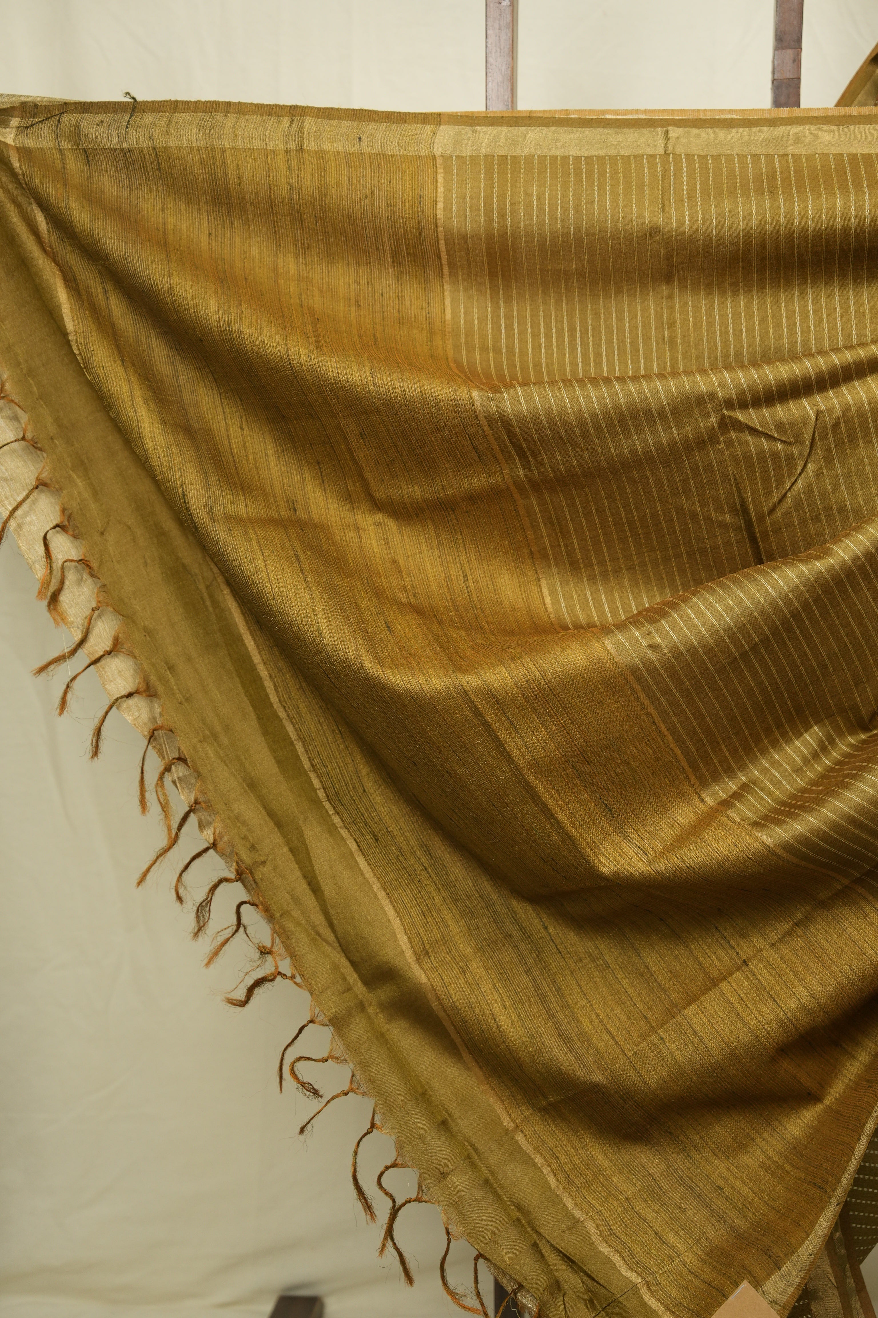 Khaki Tussar Silk Saree - SRKTSS1880