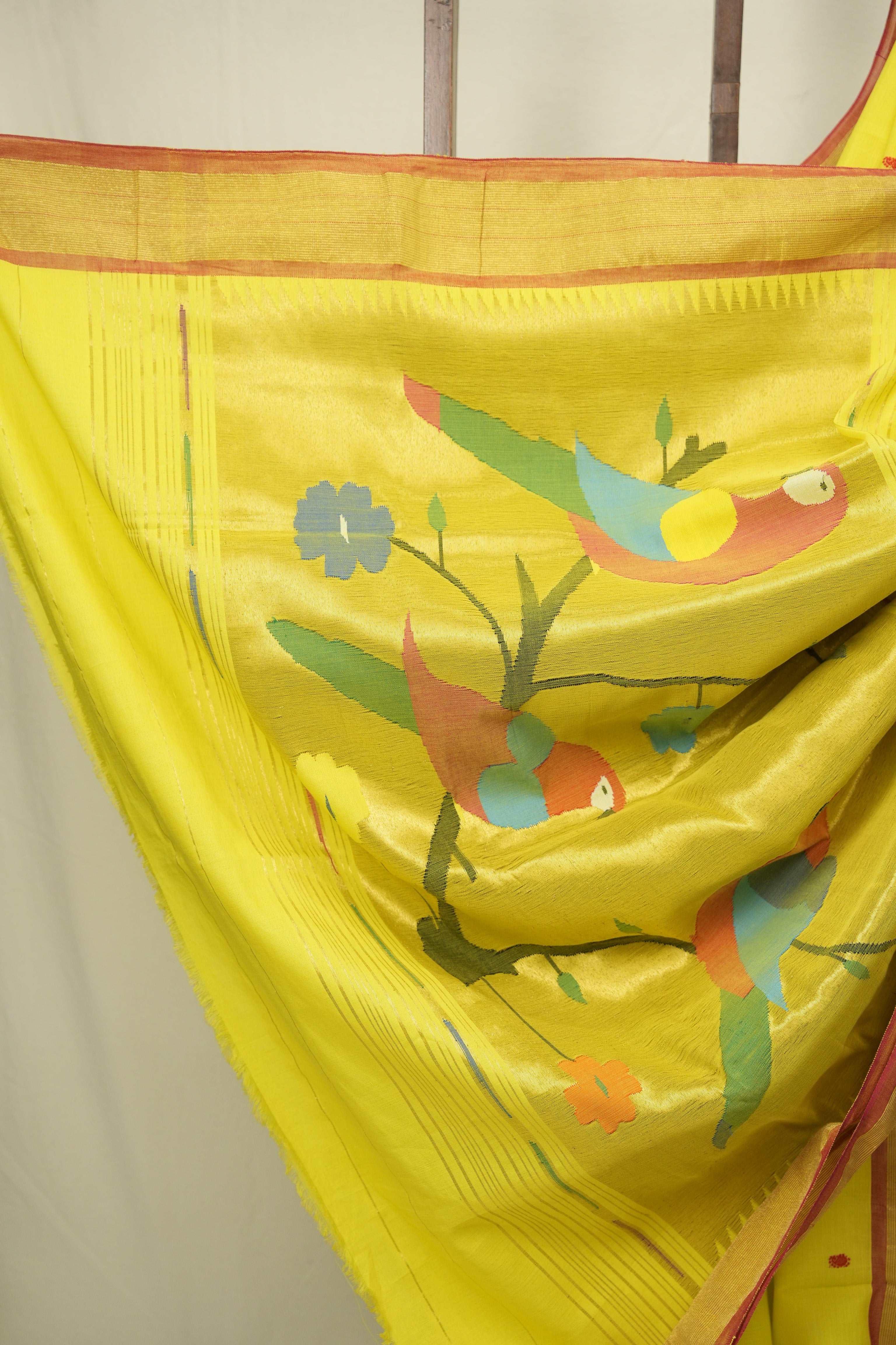 Yellow Cotton Paithani Saree - SRYCPS751