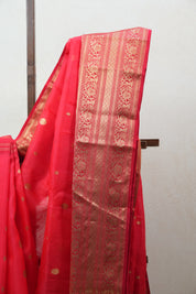 Red Chanderi Silk Saree - SRRCSS404