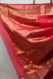 Red Chanderi Silk Saree - SRRCSS404