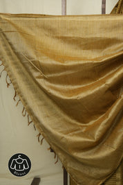 Khaki Tussar Silk Saree - SRKTSS1880