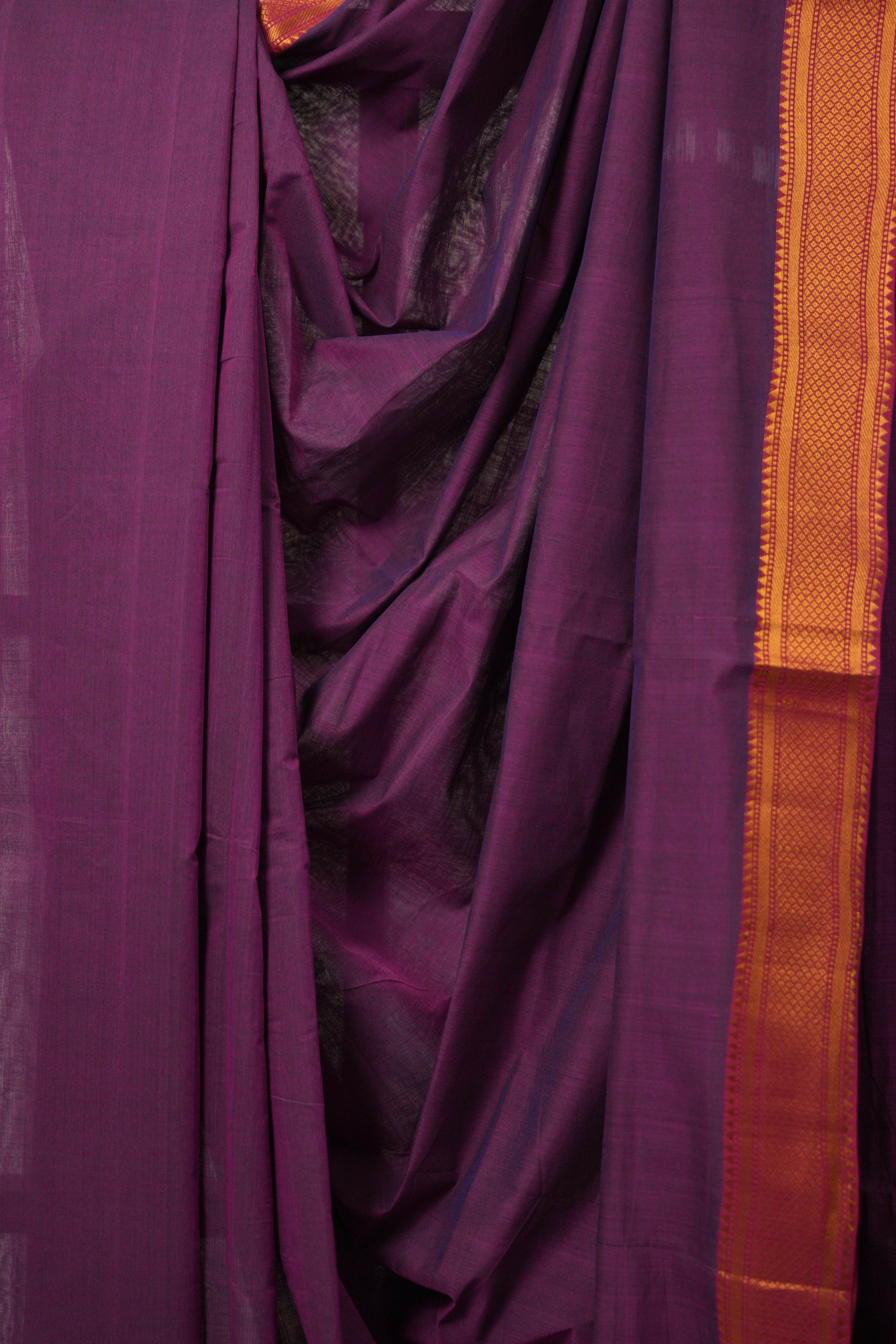 Two Tone Magenta  Plan Cotton Mangalgiri Saree - SRTMPCMS45