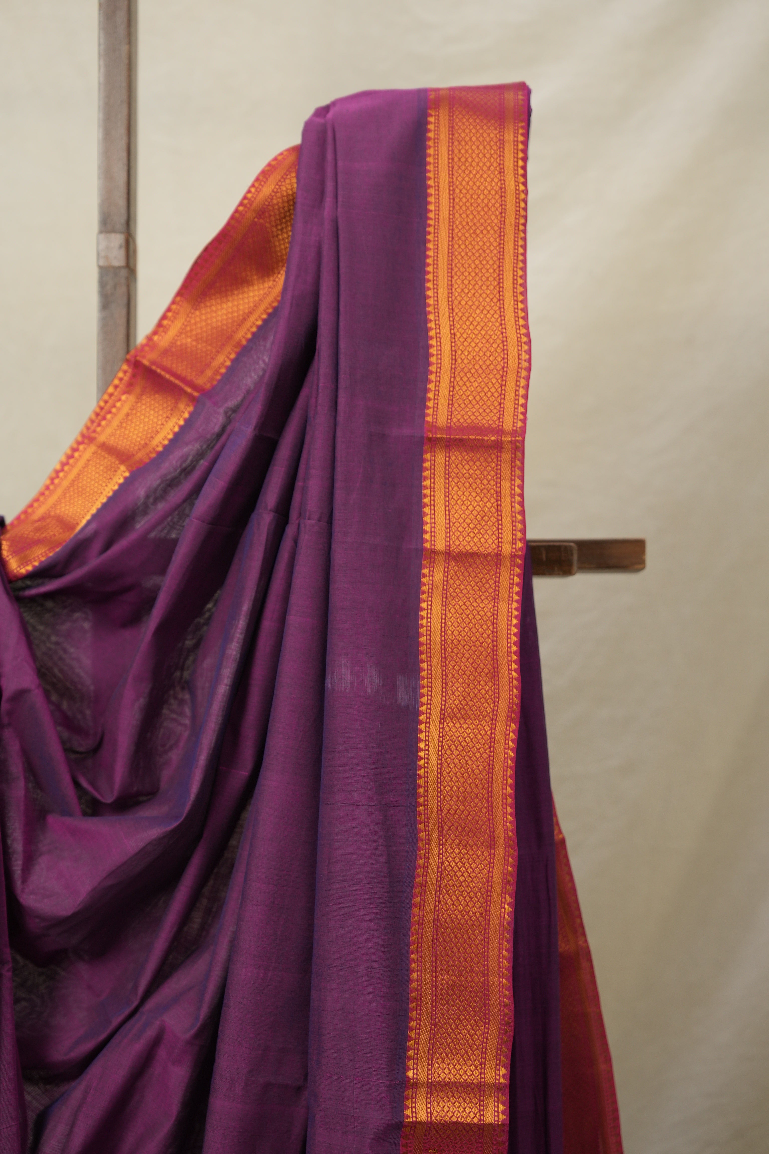 Two Tone Magenta  Plan Cotton Mangalgiri Saree - SRTMPCMS45