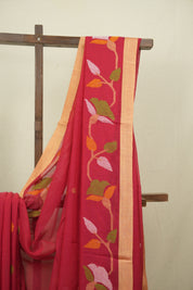 Red Bengal Mul Cotton Saree - SRRBMCS088