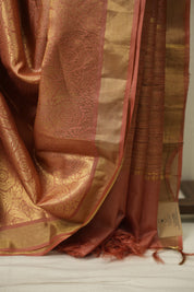Peach Tussar Silk Saree - SRPTSS1948