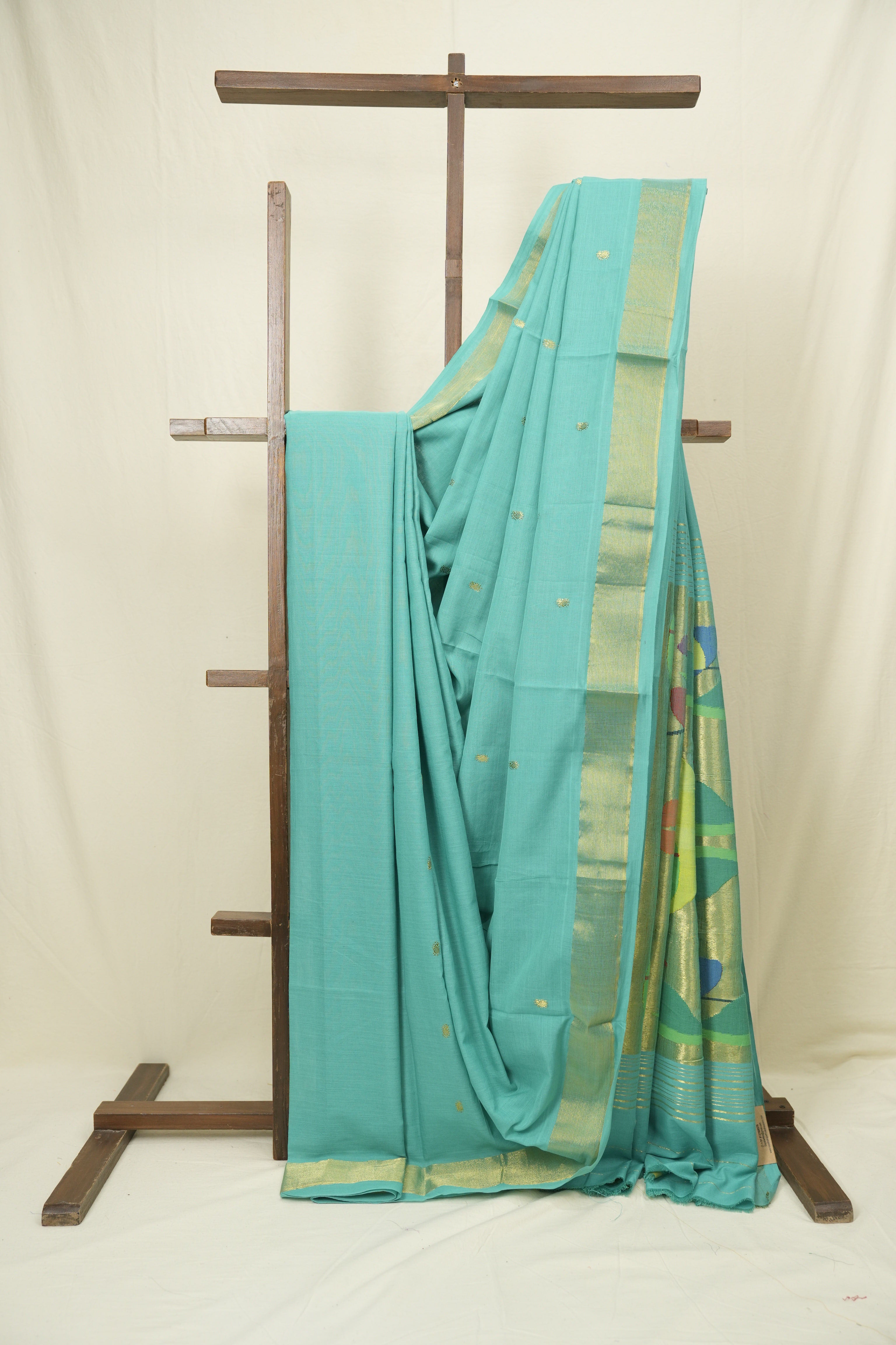 Aqua Cotton Paithani Saree - SRACPS753