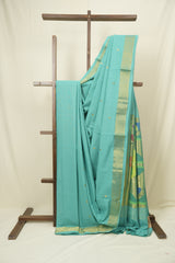 Aqua Cotton Paithani Saree - SRACPS753