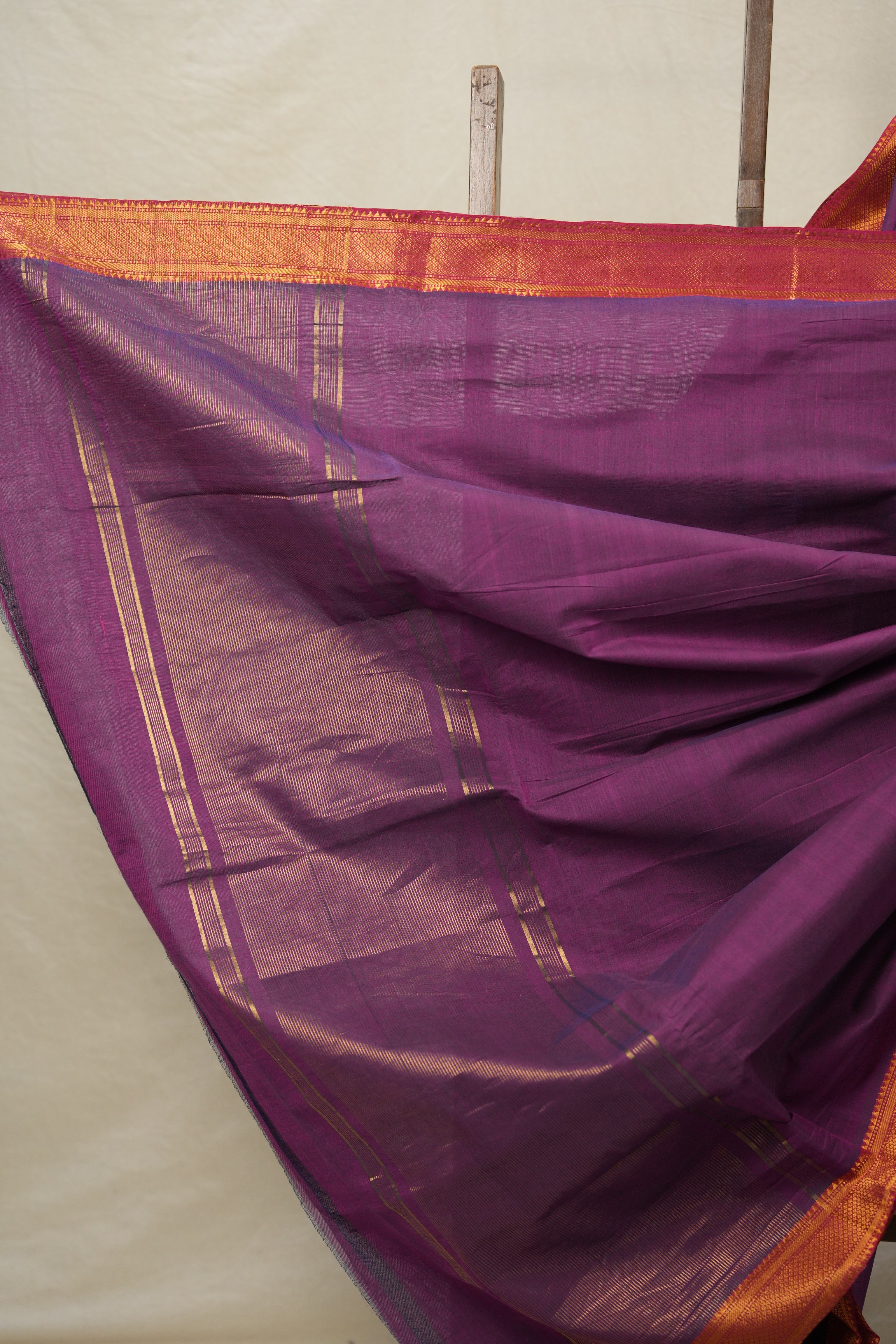 Two Tone Magenta  Plan Cotton Mangalgiri Saree - SRTMPCMS45