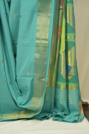 Aqua Cotton Paithani Saree - SRACPS753
