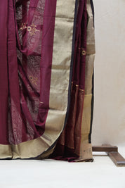 Wine Chanderi Cotton Silk Saree - SRWCSS421