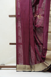 Wine Chanderi Cotton Silk Saree - SRWCSS421