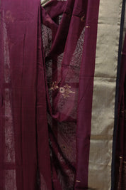 Wine Chanderi Cotton Silk Saree - SRWCSS421