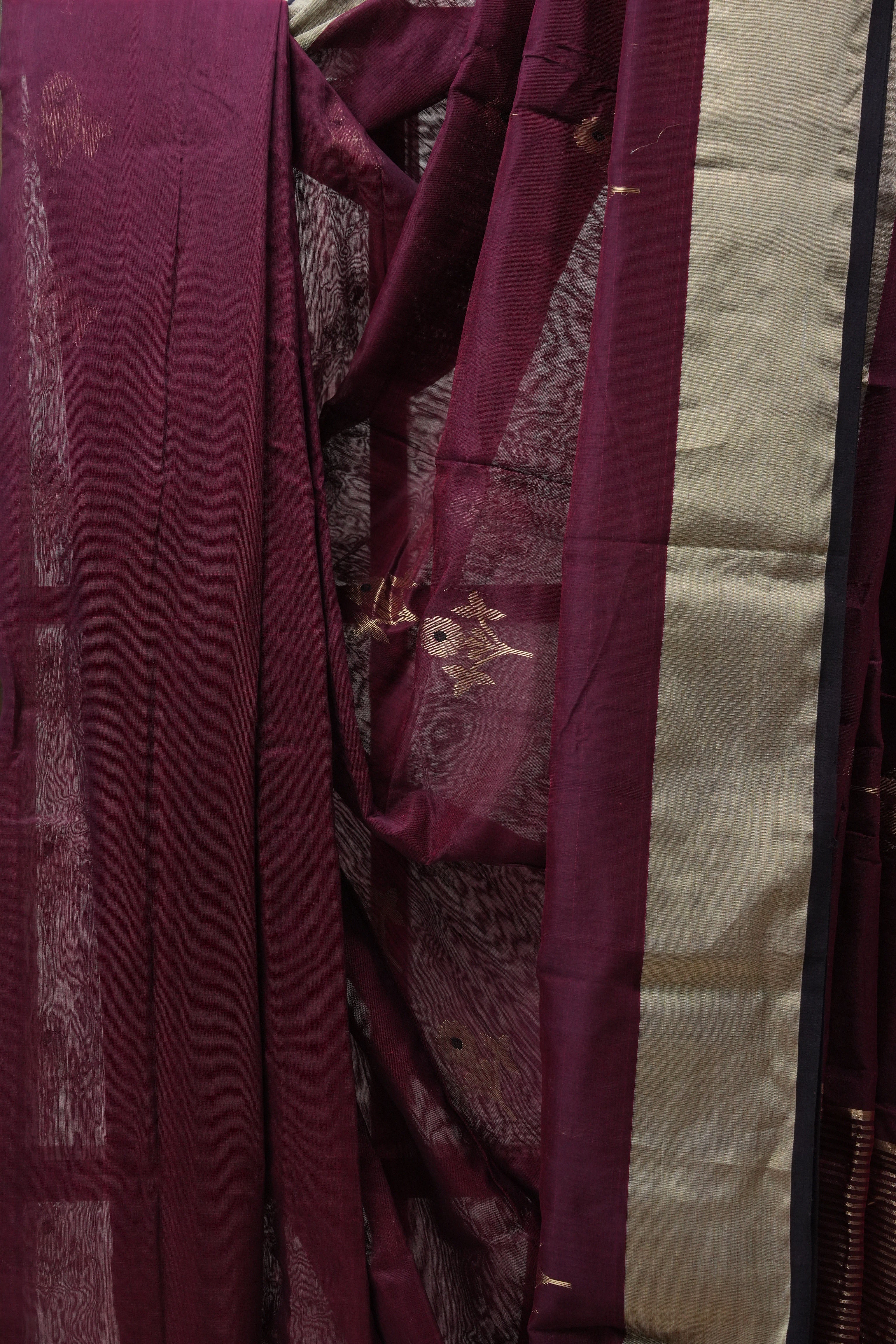 Wine Chanderi Cotton Silk Saree - SRWCSS421