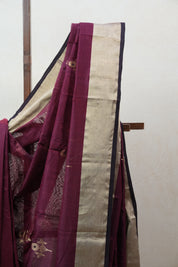 Wine Chanderi Cotton Silk Saree - SRWCSS421