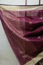 Wine Chanderi Cotton Silk Saree - SRWCSS421