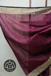 Wine Chanderi Cotton Silk Saree - SRWCSS421